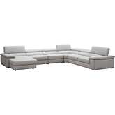 Kobe Sectional Sofa w/ Left Facing Chaise in Silver Grey Leather